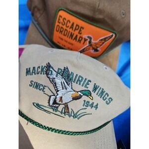 2 Vintage Duck Hunting Hat Mack's Prairie Wings Lost Escape Ordinary Embroidered